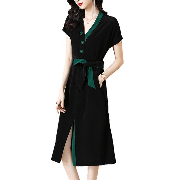 Vestido Camisero de Satén Premium Talla Grande Temperament - Image 5