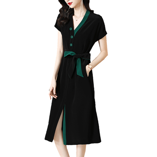 Vestido Camisero de Satén Premium Talla Grande Temperament - Image 5