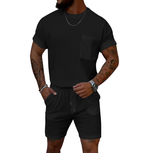 Conjunto Deportivo Casual: Shorts y Playera Waffle Cuello Redondo con Bolsillo - Image 7
