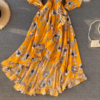 Vestido de Resort con Hombros Descubiertos y Volantes Irregulares - Image 35