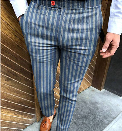 Pantalones Casuales Slim Fit con Estampado de Rayas para Hombre - Verano