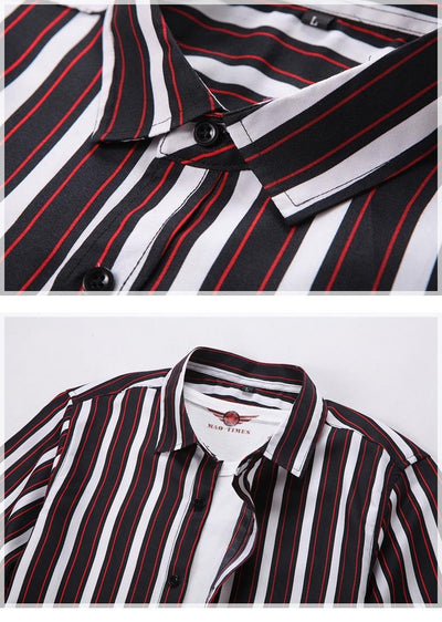 Camisa Manga Larga a Rayas Estilo Coreano para Hombres Jóvenes - Image 17