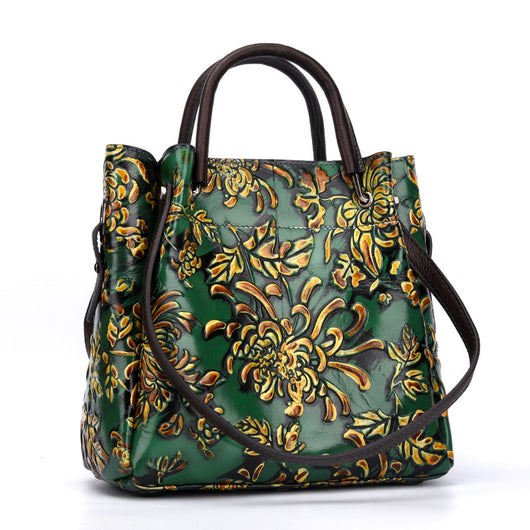 Bolsa Mensajera de Cuero Genuino con Relieve 3D para Mujer - Image 8
