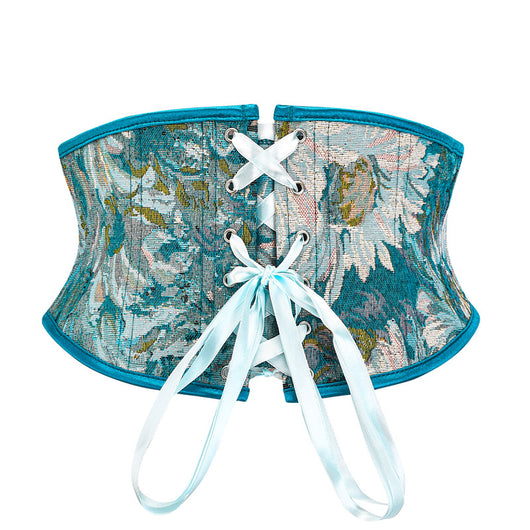 Faja Reductora con Estampado de Crisantemo Azul y Cierre de Cordones - Image 5