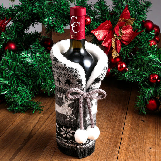 Juego de Copas para Vino Navideño con Bolas de Lana Roja - Image 11