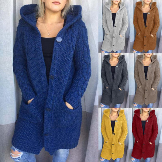 Chaqueta de Punto Ajustada Monoabotonada Manga Larga Estilo Urbano