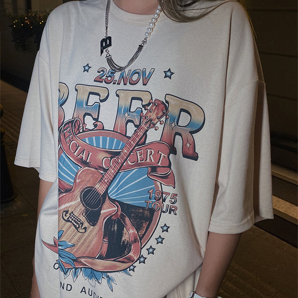 Blusa Vintage Suelta con Estampado y Manga Corta - Image 3