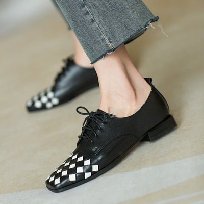 Zapatos Retro Británicos para Mujer con Tacón Cuadrado y Punta Cuadrada - Image 3