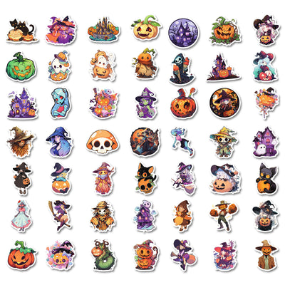 A large collection of colorful Halloween graffiti stickers featuring pumpkins, witches, ghosts, and other spooky characters. - Image 5