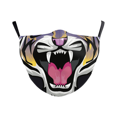 White dust mask with a colorful Day of the Dead sugar skull design, featuring a skeletal mouth and floral accents. - Image 27