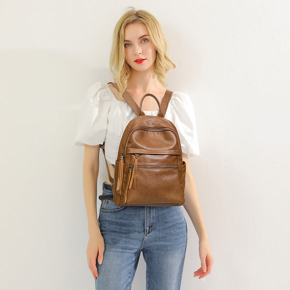 Mochila de Couro Macio de Grande Capacidade - Design Moderno para Mulheres