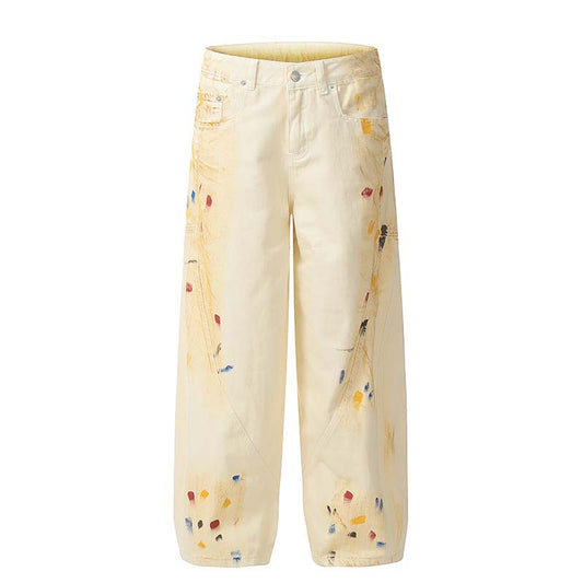 Pantalones Retro con Diseño Splatter Pintado a Mano - Image 2