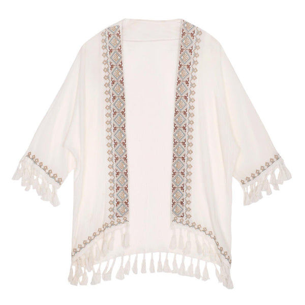 Camisa de Protección Solar con Bordado Étnico para Playa
