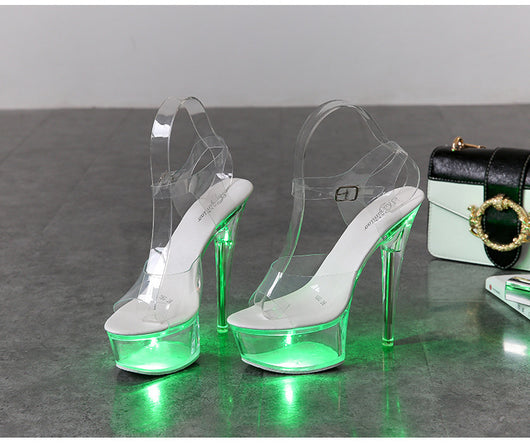 Sandalias de Tacón Stiletto Luminoso Plataforma Sexy Talla 34-43 - Image 4