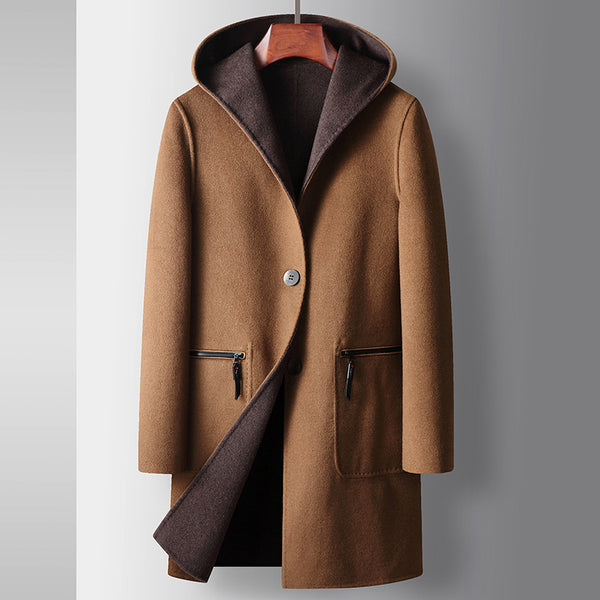 Abrigo de Lana Reversible para Hombre con Capucha