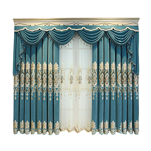 Cortinas Europeas de Lujo con Bordado Hueco de Flores para Sala de Estar - Image 4