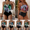 Bikini Estampado Cintura Alta con Volantes para Mujer