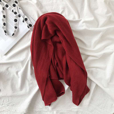 Bufanda de Lana Tejida Pura Color para Mujer - Otoño e Invierno - Image 17