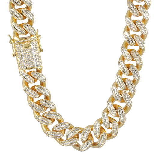Collar Cubano Chapado en Oro 18K con Diamantes Completos - Image 4