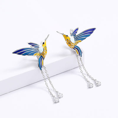 Aretes Colibrí Resina Epoxi Estilo Country - Diseño Animal para Mujer - Image 4