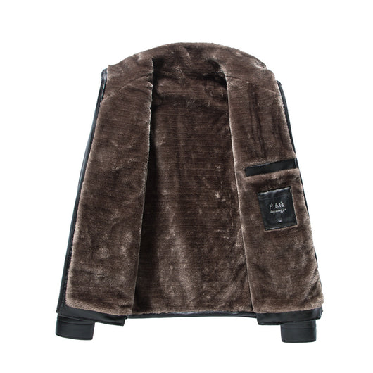 Chaqueta de Cuero con Cuello Mao Acolchada para Hombre - Image 7