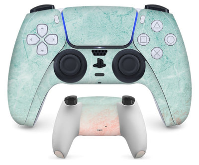 PS5 controller with a pastel marble sticker, showing the front and back views for anti-scratch protection. - Image 17