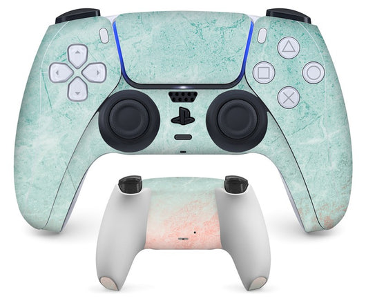 PS5 controller with a pastel marble sticker, showing the front and back views for anti-scratch protection. - Image 17