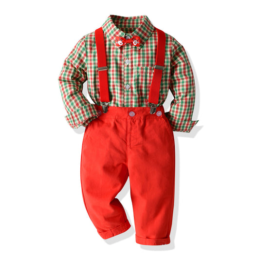 Conjunto Formal de Tirantes y Corbatín a Cuadros para Niños
