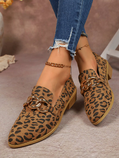Zapatos de Tacón Grueso para Mujer con Cadena Metálica y Punta Redonda - Image 15