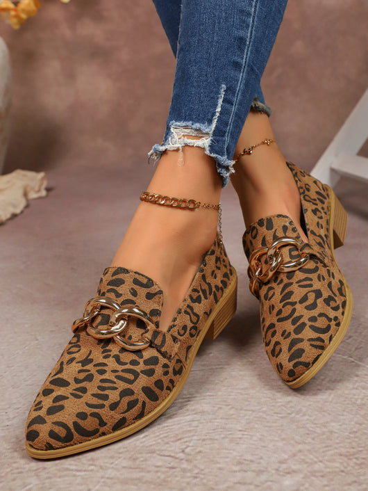 Zapatos de Tacón Grueso para Mujer con Cadena Metálica y Punta Redonda - Image 15