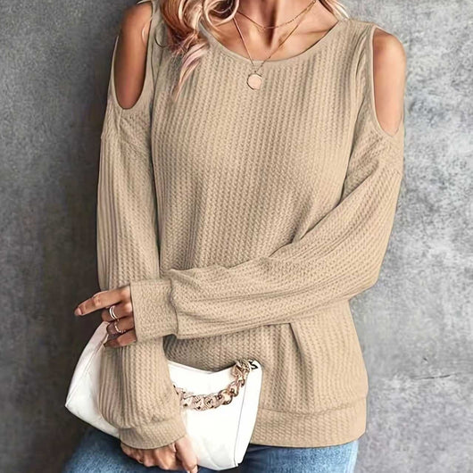 Blusa Manga Larga Hombros Descubiertos con Botones en la Espalda para Mujer - Image 3