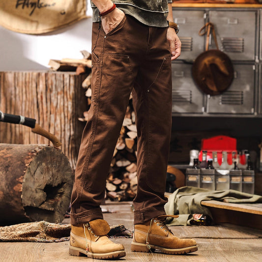 Pantalón Denim Recto Café Clásico para Uso Diario - Image 2