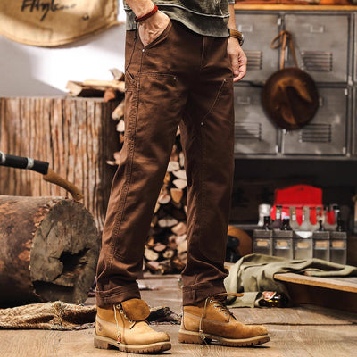 Pantalón Denim Recto Café Clásico para Uso Diario - Image 2