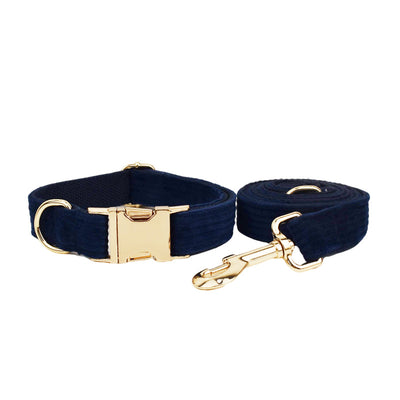 Collar y Correa para Perro en Pana Azul Marino - Cuerda de Sujeción para Exterior - Image 3