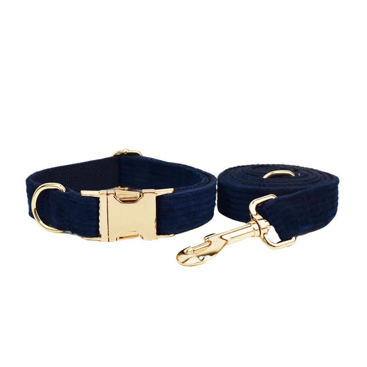 Collar y Correa para Perro en Pana Azul Marino - Cuerda de Sujeción para Exterior - Image 3
