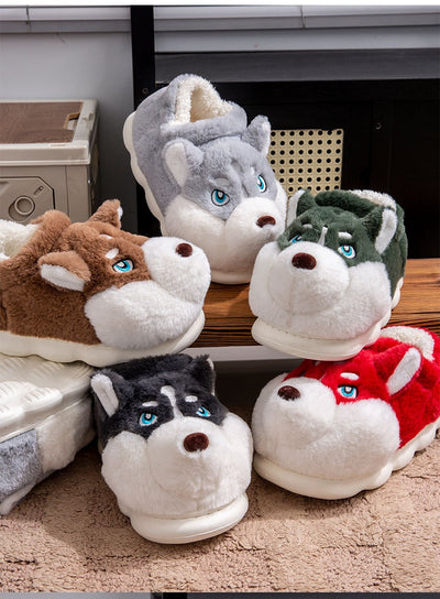 Pantuflas Husky Cartoon de Algodón Puro para Hombre - Cálidas y Cómodas para Invierno - Image 21