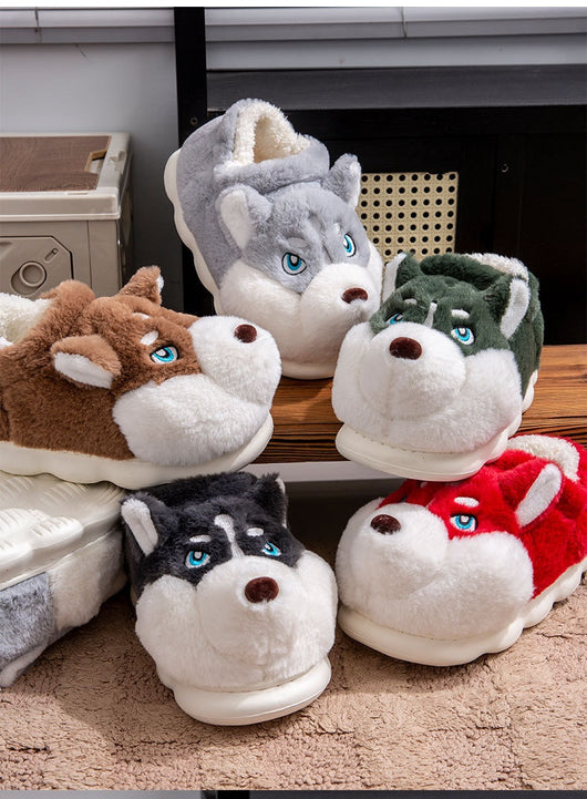 Pantuflas Husky Cartoon de Algodón Puro para Hombre - Cálidas y Cómodas para Invierno - Image 21