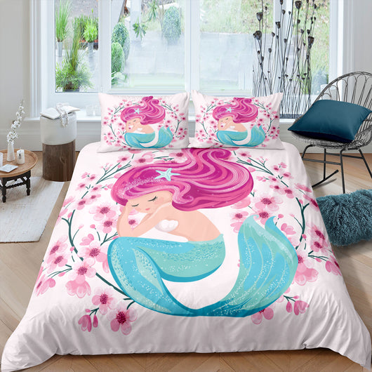 Funda Nórdica Estampada Sirena Caricatura para el Hogar - Image 4
