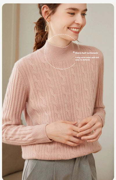 Suéter Cuello Alto de Cachemira Pura para Mujer - Corte Holgado y Grueso - Image 10