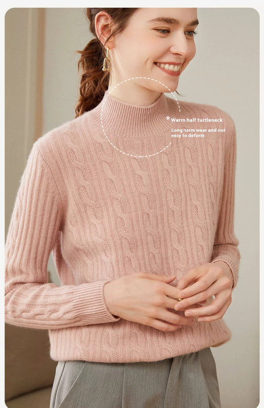 Suéter Cuello Alto de Cachemira Pura para Mujer - Corte Holgado y Grueso - Image 10