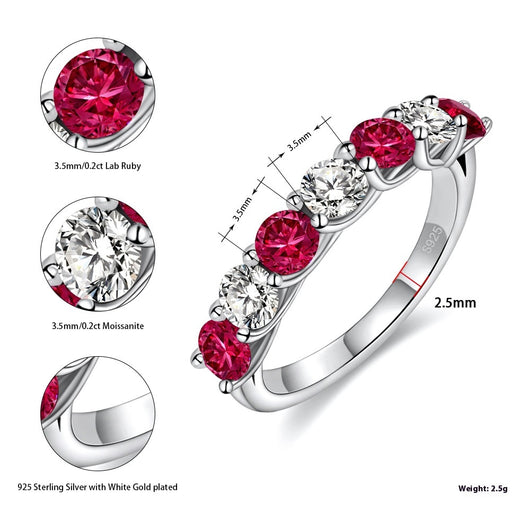 Anillo Apilable 7 Diamantes Rojo y Azul Esmeralda - Image 6
