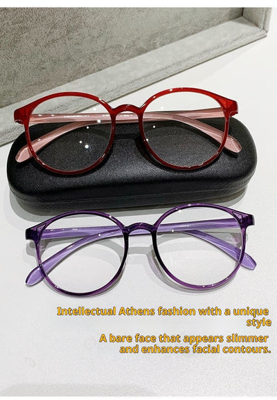 Black round frame reading glasses with blue light blocking lenses for high-definition eye protection. - Image 12