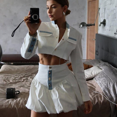 Conjunto Elegante: Blusa Cuello Alto Manga Larga + Falda Ajustada - Image 15
