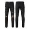 Jeans para Hombre con Parche de Serpiente de Tres Cabezas Bordado