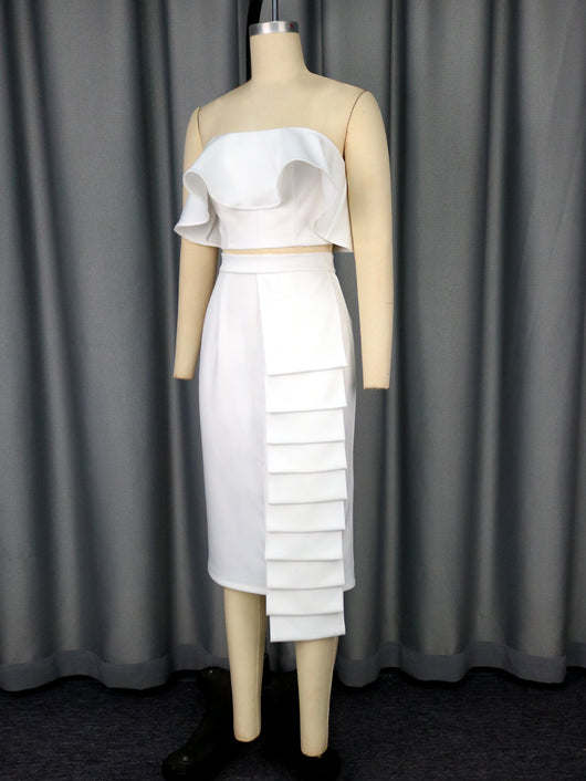 Conjunto Asimétrico: Top Tubo Blanco con Falda Cadera - Image 10