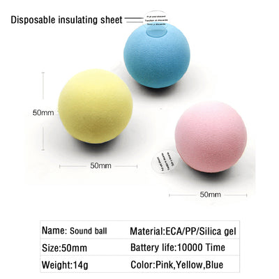 Pink pet gravity voice ball with a pull tab, packaged in a pink box with a cartoon bird design and musical notes. Includes a small bag of catnip. - Image 14