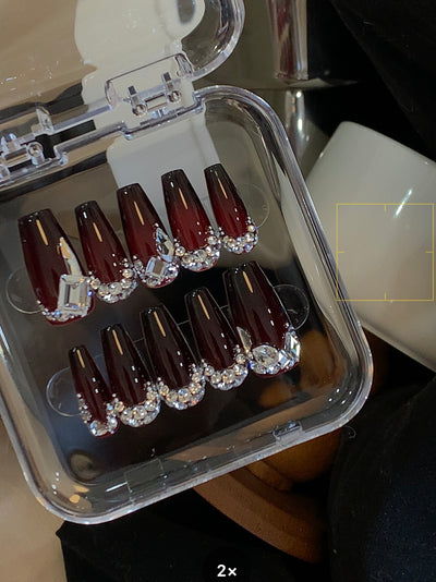 Uñas Postizas Castillo Rojo - Diseño Blanco Personalizable - Image 8