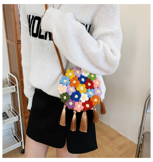 Bolsa Redonda Étnica Esponjosa para Mujer - Diseño Floral 2025 - Image 28