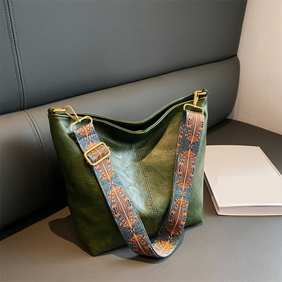 Bolso Mensajero Retro de Gran Capacidad con Correa Ancha - Image 3