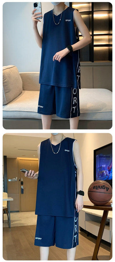 Conjunto Deportivo Casual - Camiseta sin Mangas y Pantalón Corto para Baloncesto - Image 21